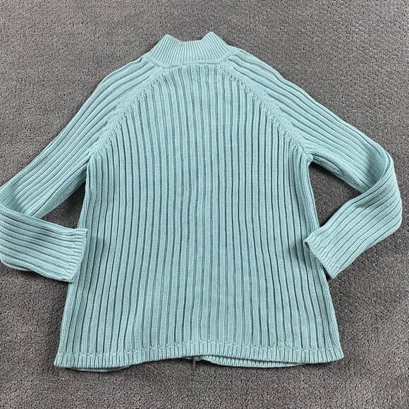 NWT Talbots Sweater Women's 1XP Full Zip Ribbed Stretch Mint Green Cotton Blend - Picture 7 of 10